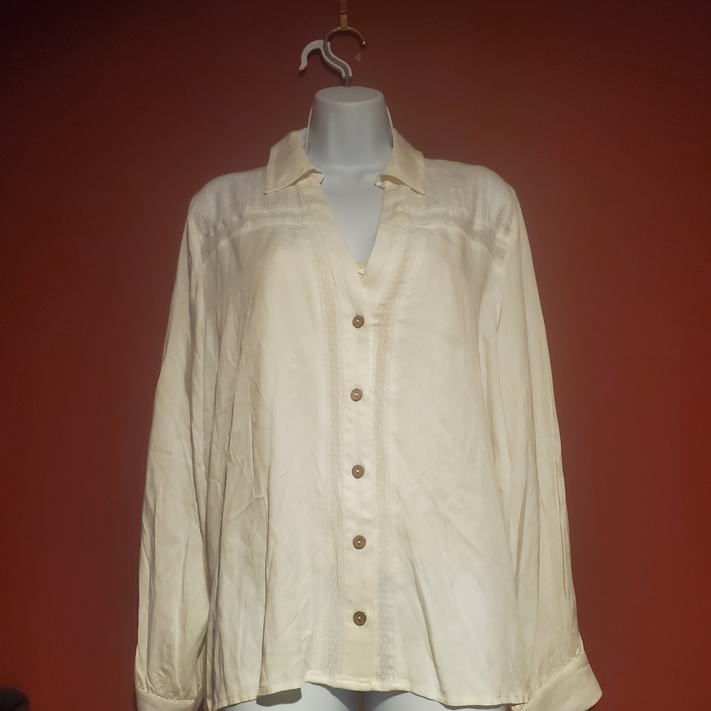 Cream Button-Up Women's Blouse